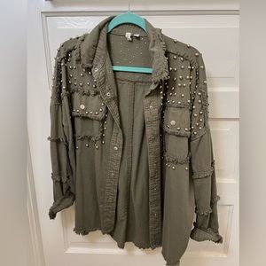 Army Green Studded Shacket Size Small
